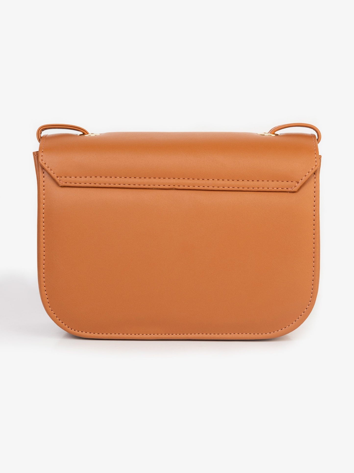 Nova Thrives - Rust Colored Flat Handbag with Push Lock
