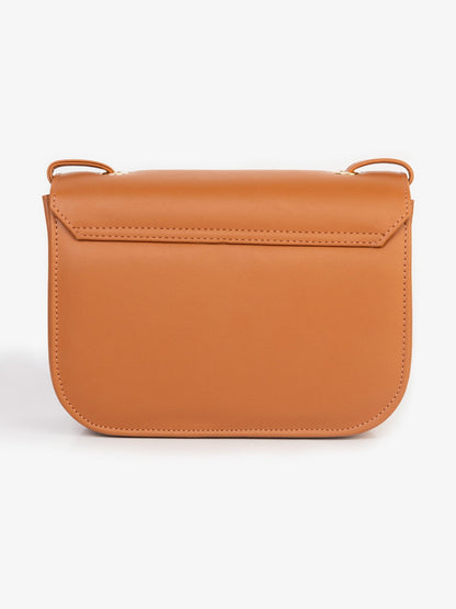 Nova Thrives - Rust Colored Flat Handbag with Push Lock