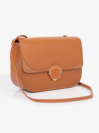 Nova Thrives - Rust Colored Flat Handbag with Push Lock
