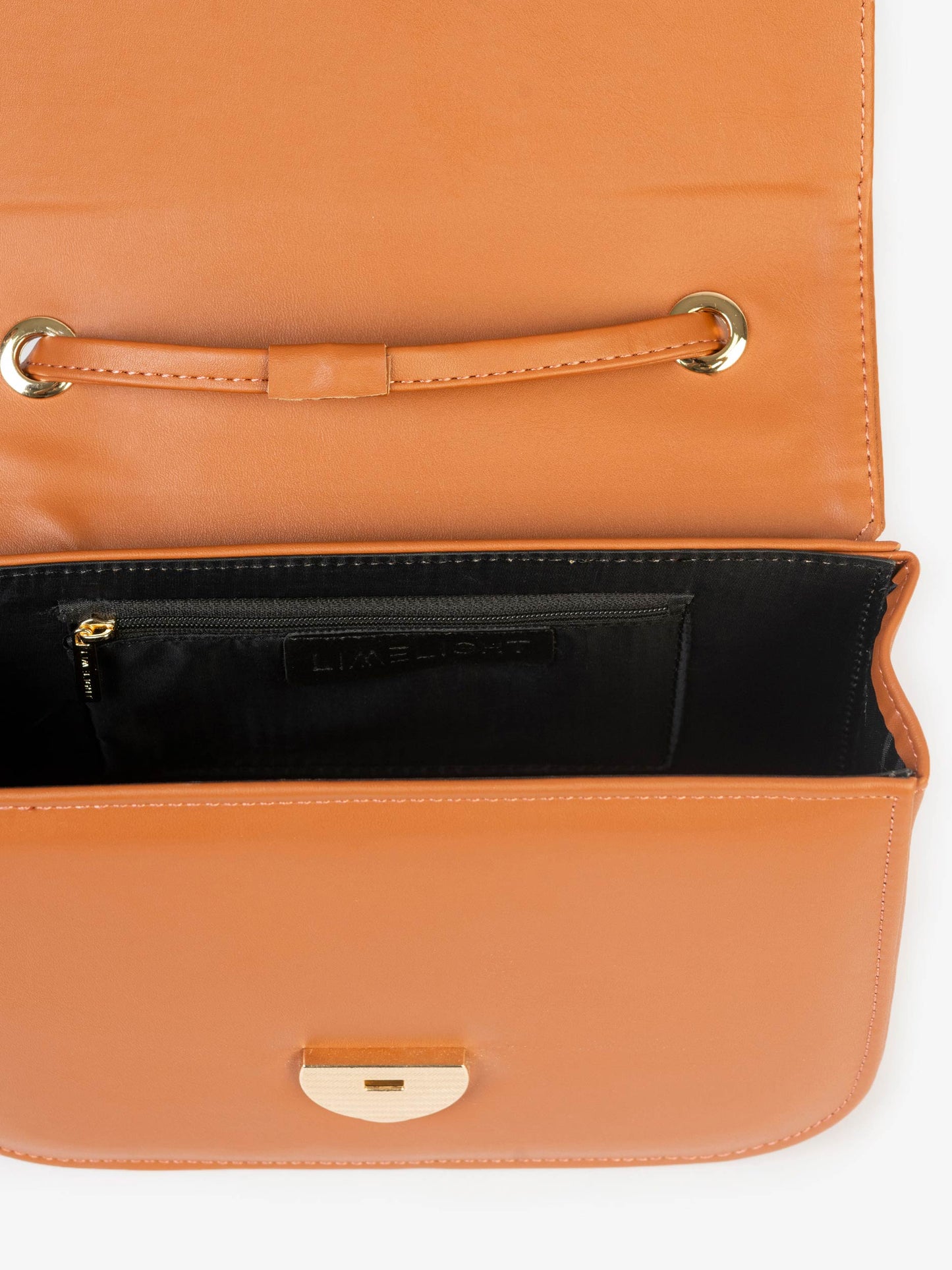 Nova Thrives - Rust Colored Flat Handbag with Push Lock